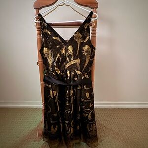 Jun & Ivy Black & Gold lace Party Prom Holiday Dress Small